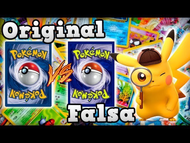 Comparacao entre carta de Pokemon original e falsa